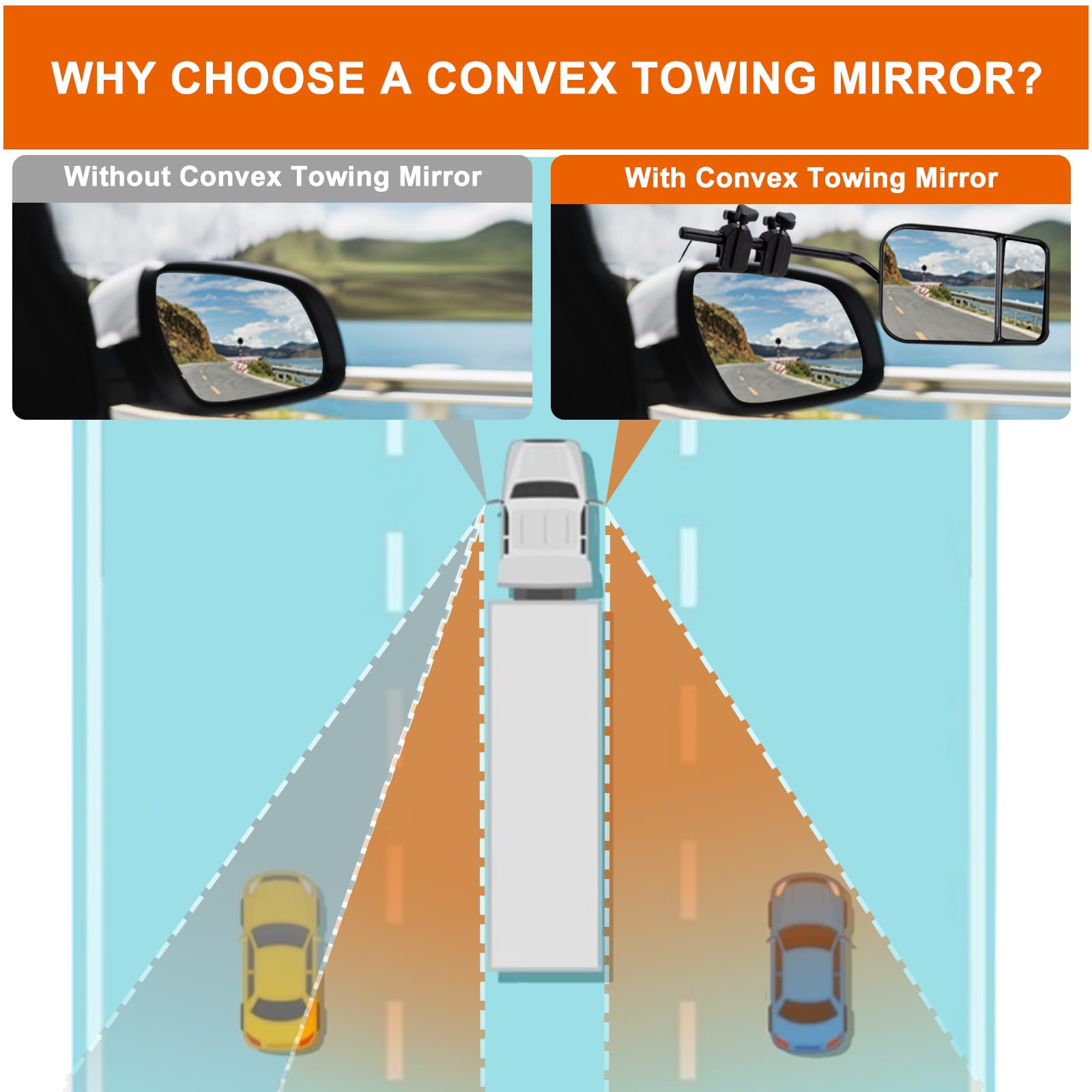 Espejos Caravana Coche Miroir Caravane universel Espejos de remolque Coche ajustables para Remolque Furgoneta Camion Tractor
