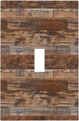 Placa decorativa de madera rústica marrón para interruptor de luz de 1 banda cubierta de placa de pared de una sola palanca placa frontal eléctrica