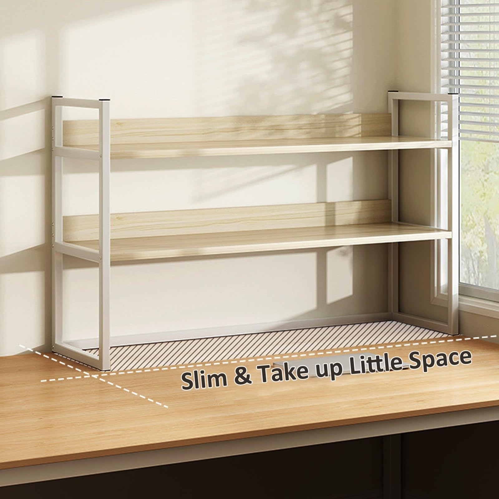 Étagère Bureau À Poser sur Bureau Rangement Etagere de Bureau, étagère de Bibliothèque, Organisateur de Table, Étagère de Rangement(White,50cm*24cm*60cm)