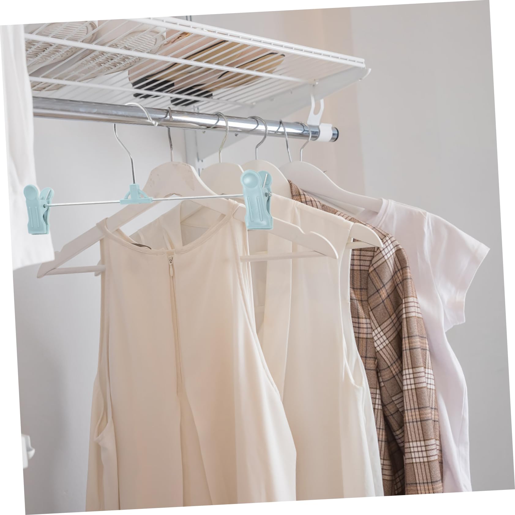 Unomor 10pcs Pants Hanger Clips Dress Hangers Wide Clip Plastic Hangers for Jeans Scarves Ties