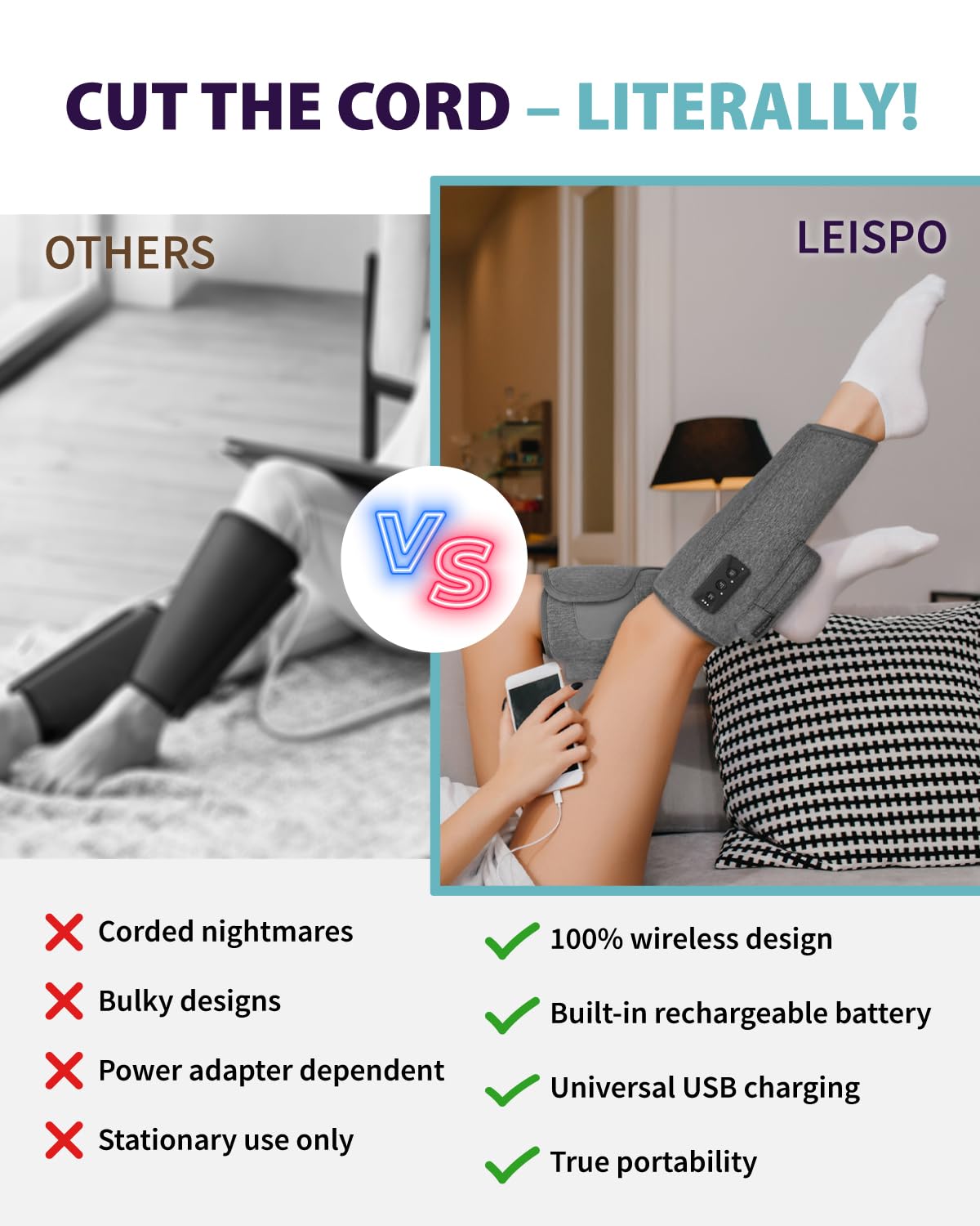 Massaggiatore per gambe – Massaggiatore portatile a compressione per polpaccio per piedi per papà e mamma, miglior regalo (set da due)
