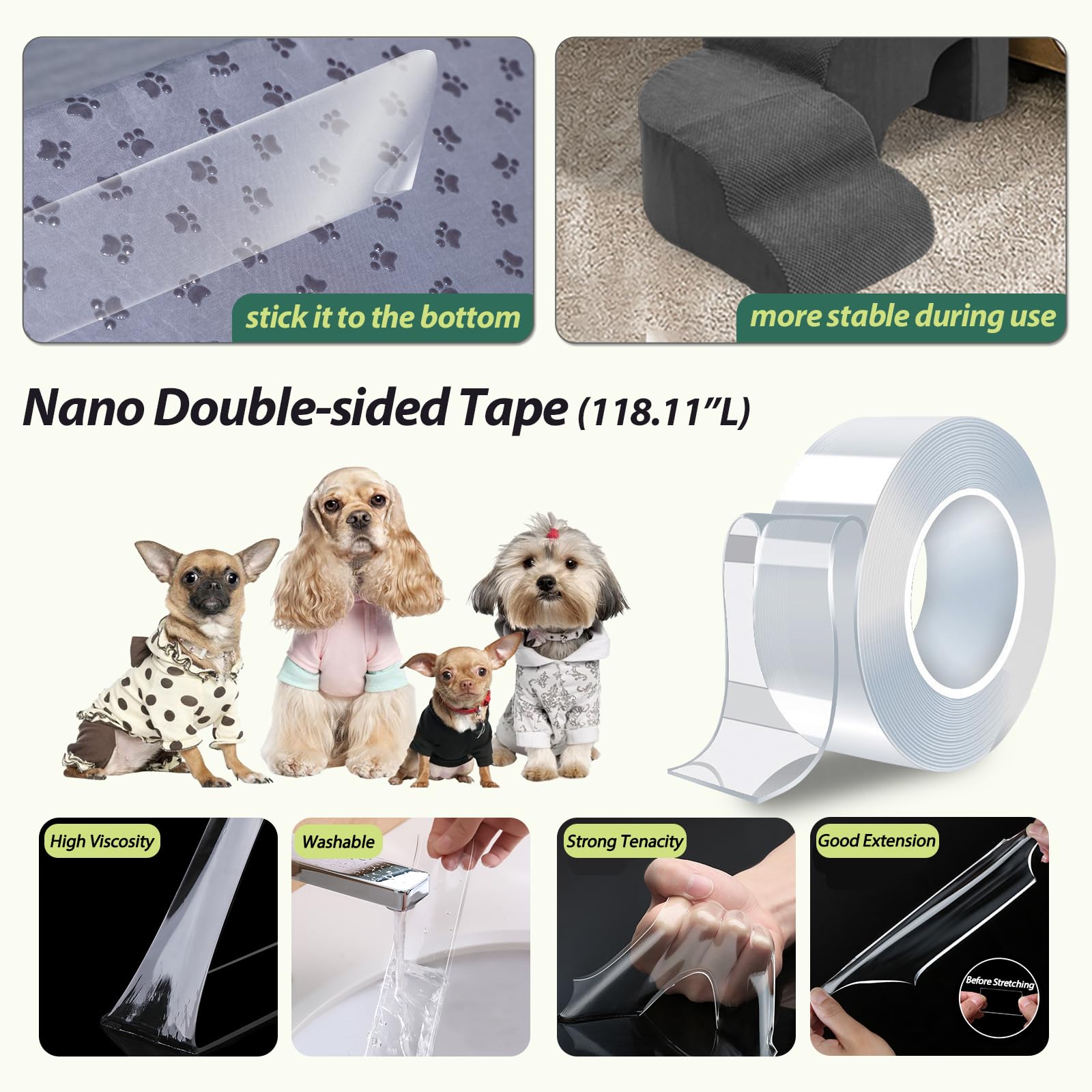 Scalette per cani a 6 livelli, per letto alto, altezza 60 cm, antiscivolo, regolabili sul lato sinistro del letto, gradini per animali domestici per cuccioli, vecchi animali domestici e cani feriti