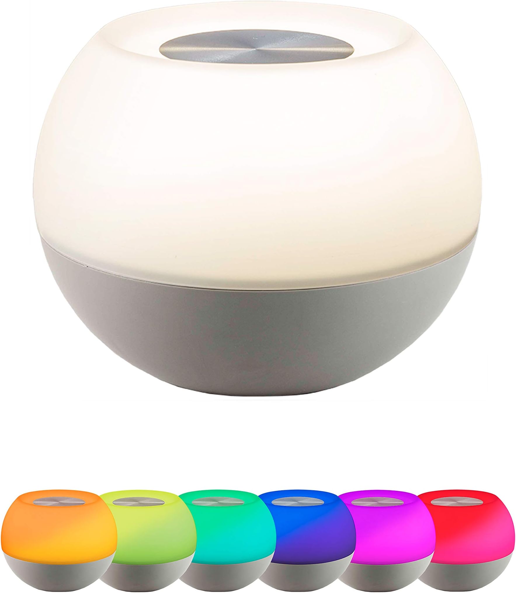 ENBRIGHTEN Color-Changing LED Lamp, Modern Night Light, Dimmable White & Vibrant RGB, Touch Sensor On/Off, Compact, Ideal for Bedside, Office, Dorm, Kid's Room, Gray, 48080