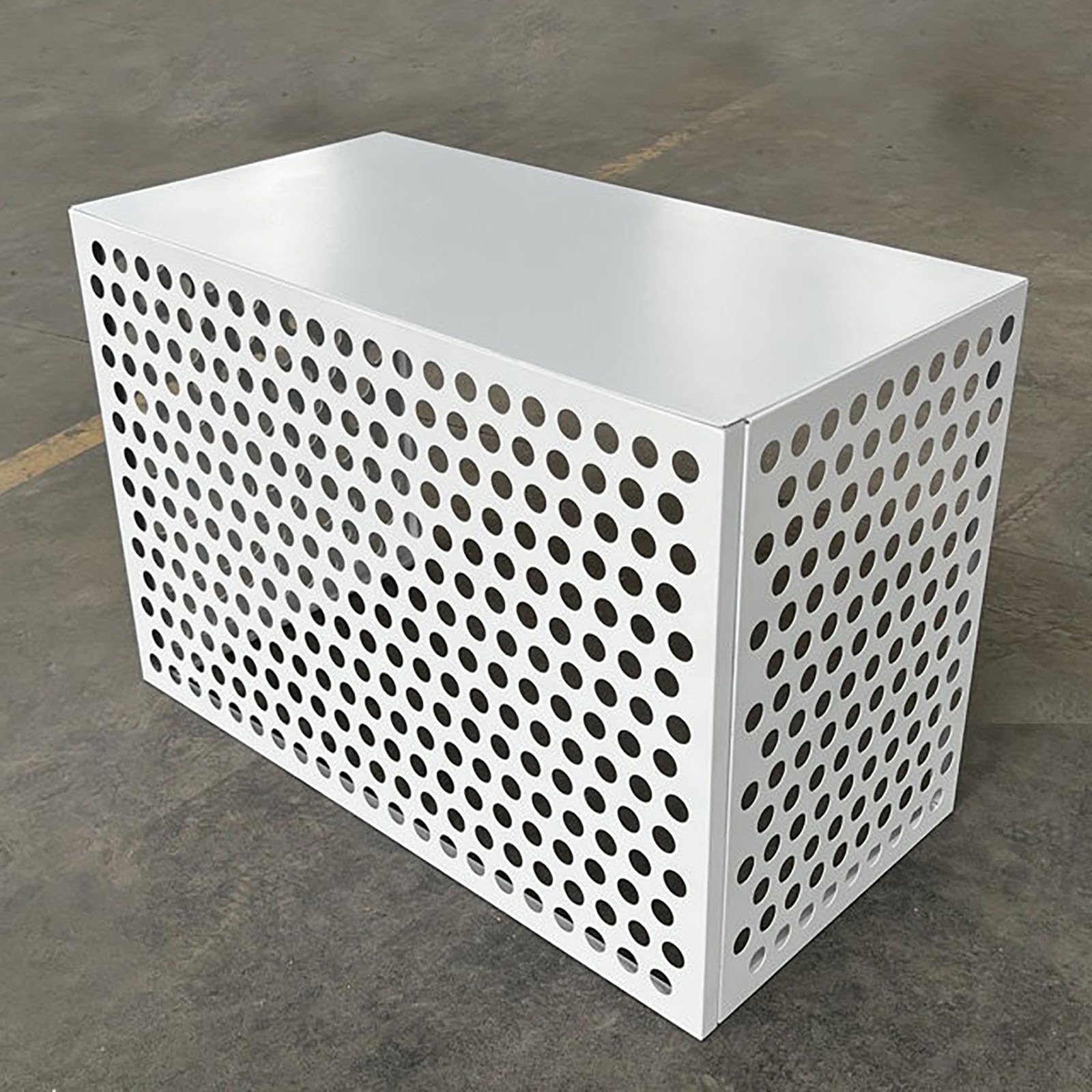 Aluminum Film Air Conditioner Outdoor Unit Top Cover,Air Conditioner Fence Privacy Screen,Air Conditioner Outdoor Unit Bracket Mini-Split Condenser Cover (With-lid-White,108x56x78cm)