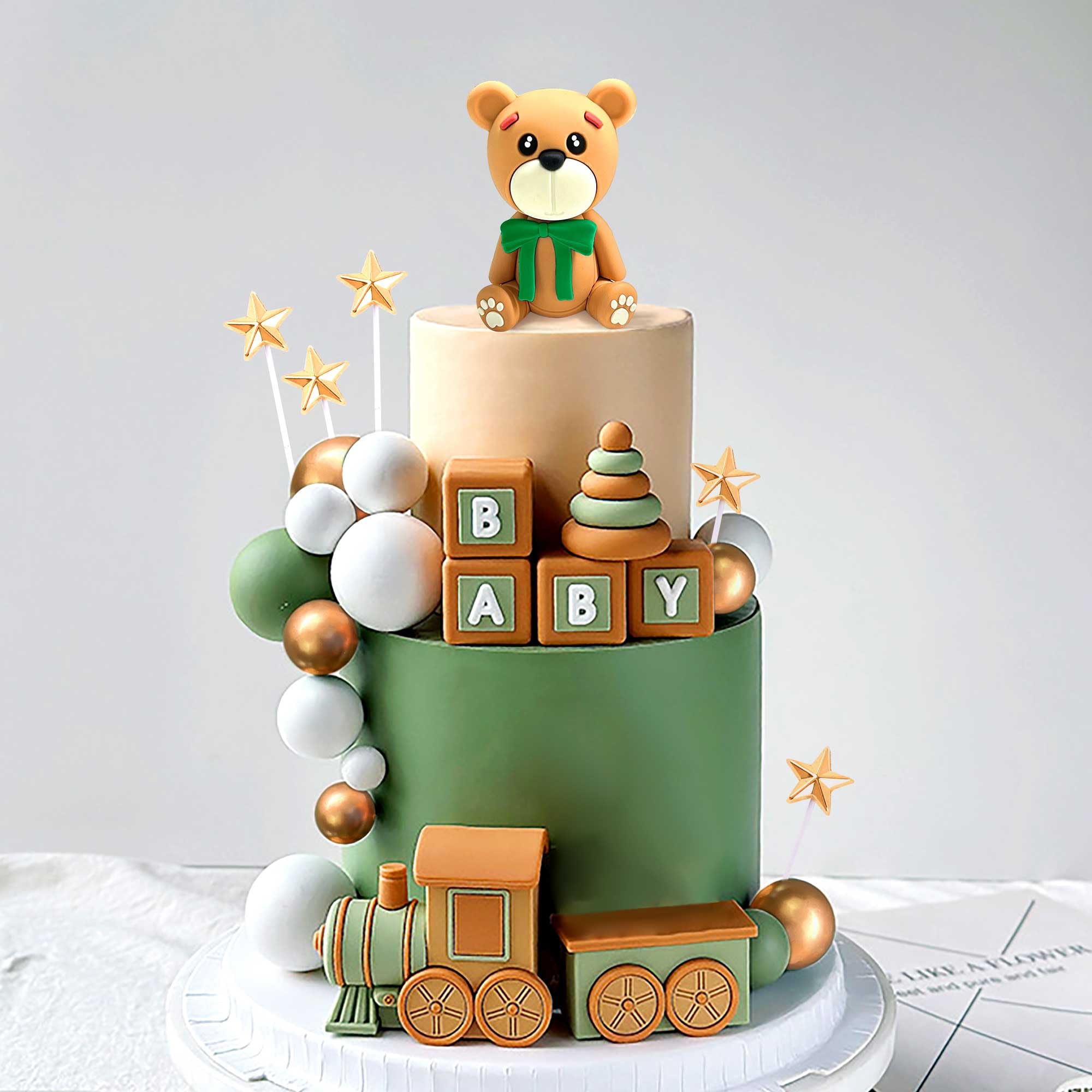 Halinuia Lot De 26 Mini Boules De Décoration De Gâteau Avec Ours Mignons - Lettres De Bébé - En Mousse - Décoration De Gâteau Pour Fête Prénatale, Anniversaire, Fête De Genre (rose