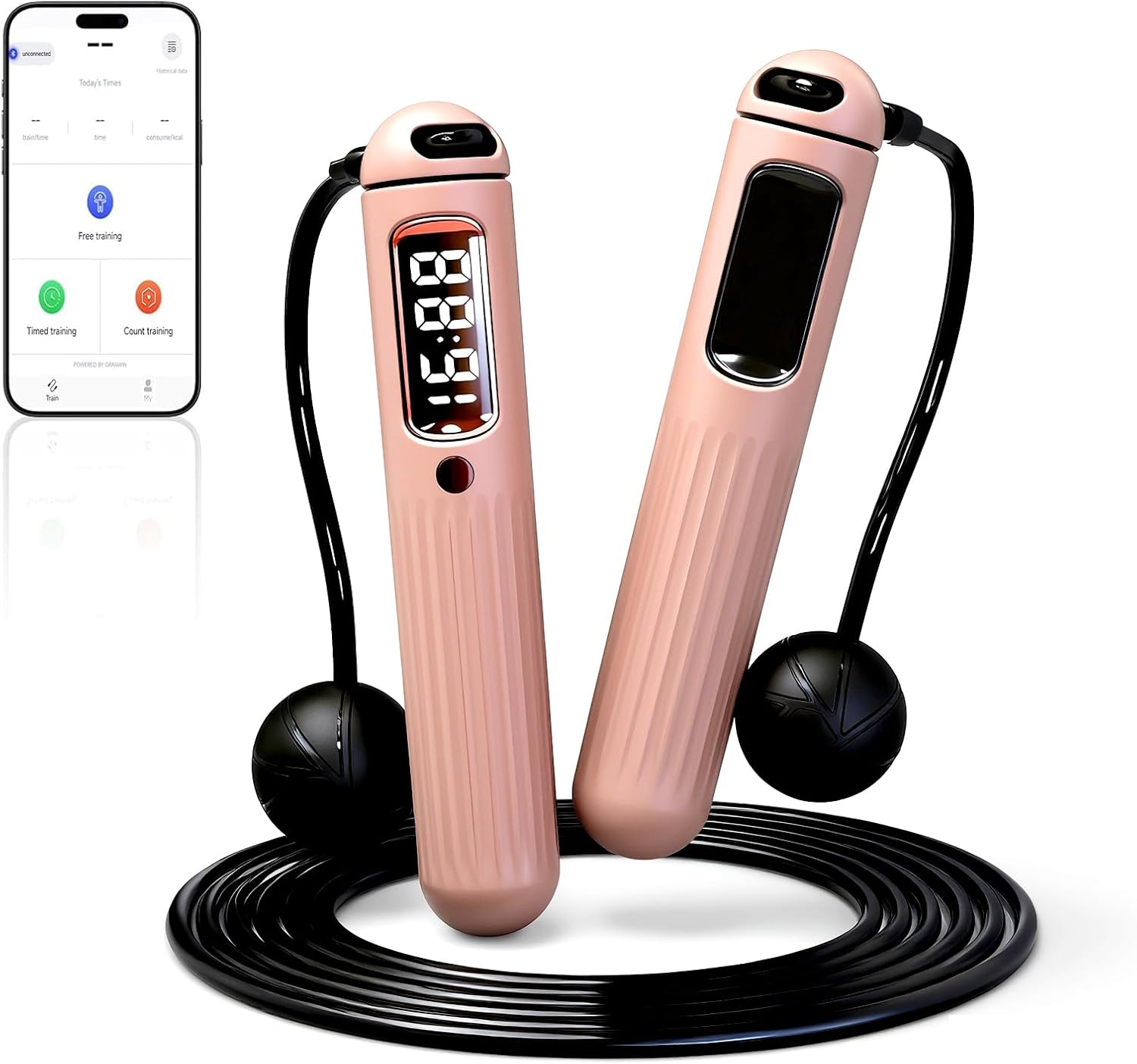 Smart Jump Rope,Cordless Jump Rope with LCD Display Counter,APP Data Analysis,Cordless Ball Counterweight Skipping Rope,Suitable for Women, Men, all Age Groups Adjustable Skipping Rope