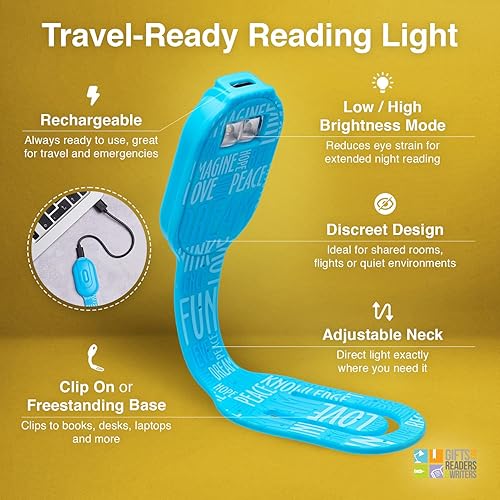 Miniatura 5 de Gifts for Readers & Writers Flexilight - Luz de lectura LED recargable USB 2 en 1 Marcador de libros y luz de libro con clip Lámpara de lectura