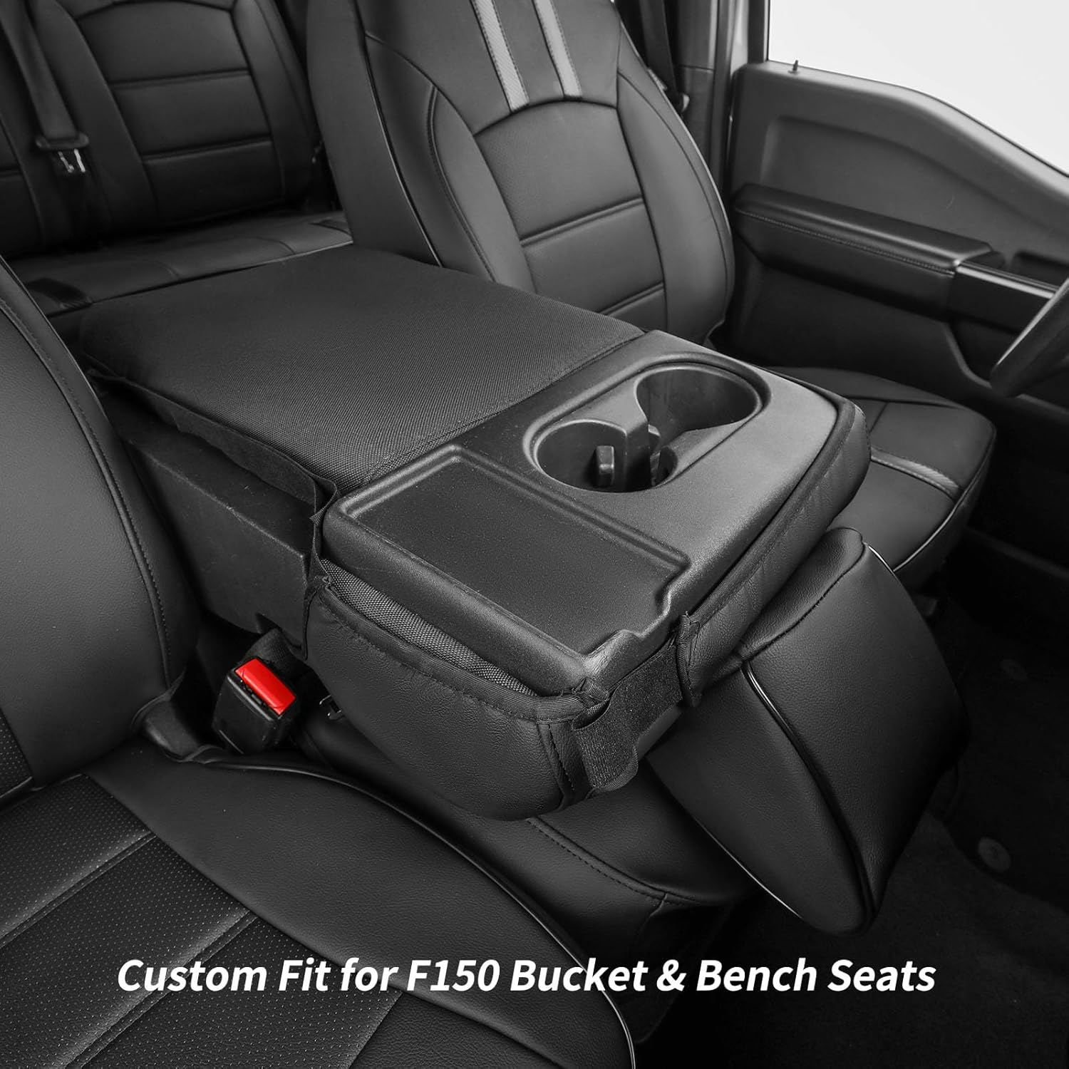 coverdream F150 Seat Covers Full Set for 2015-2020 Ford F150 SuperCrew XL,XLT & 2017-2022 F250/F350 Crew Cab XL,XLT Pickup,w/No Rear Armrest,Fully Covered,Waterproof Leather Car Seat Protector(Black)