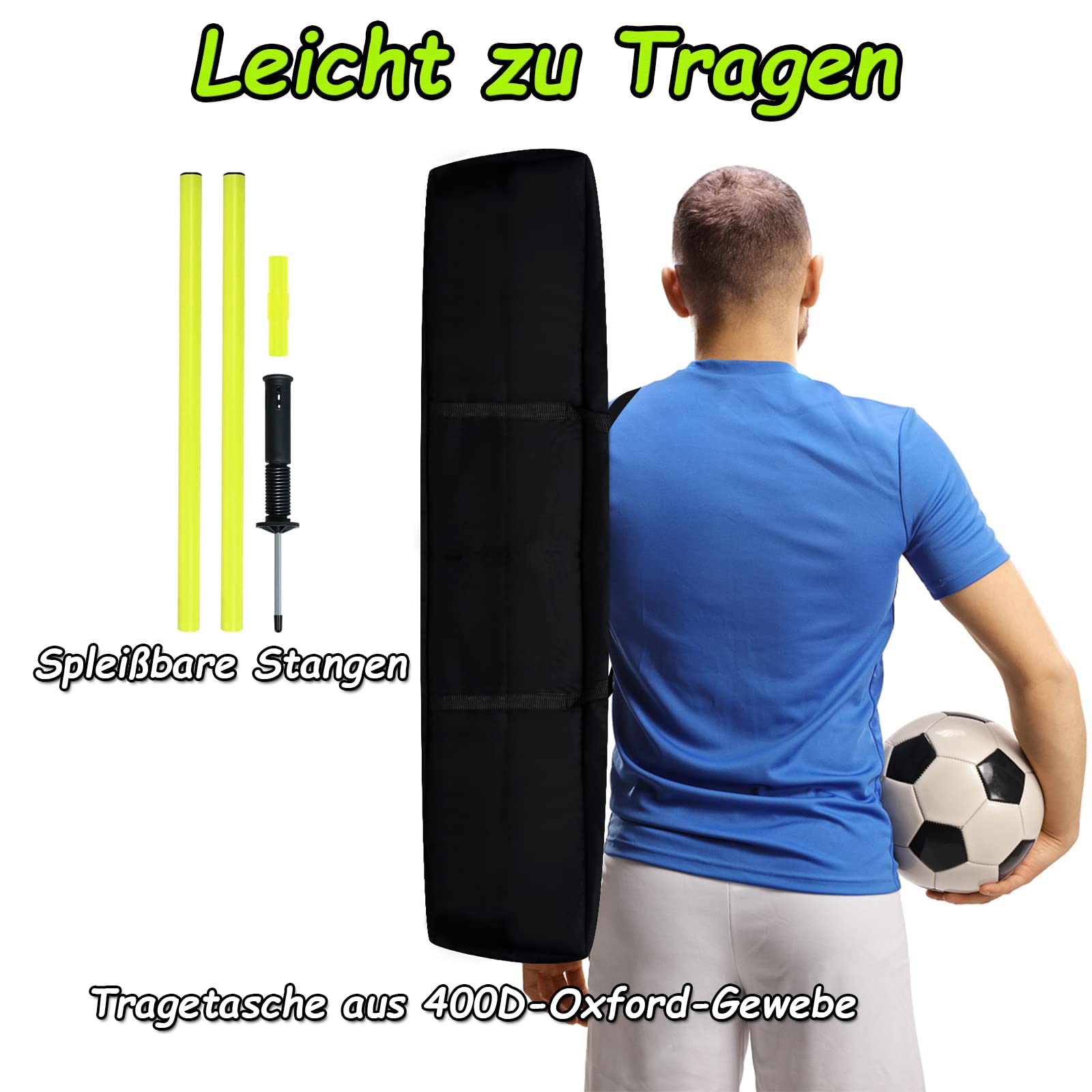 Froadp Set di 6 aste da slalom in plastica per calcio, accessori da allenamento per cani, calcio, con giochi da pavimento in metallo e piume per calcio dribblings allenamento di coordinazione (set da 6)