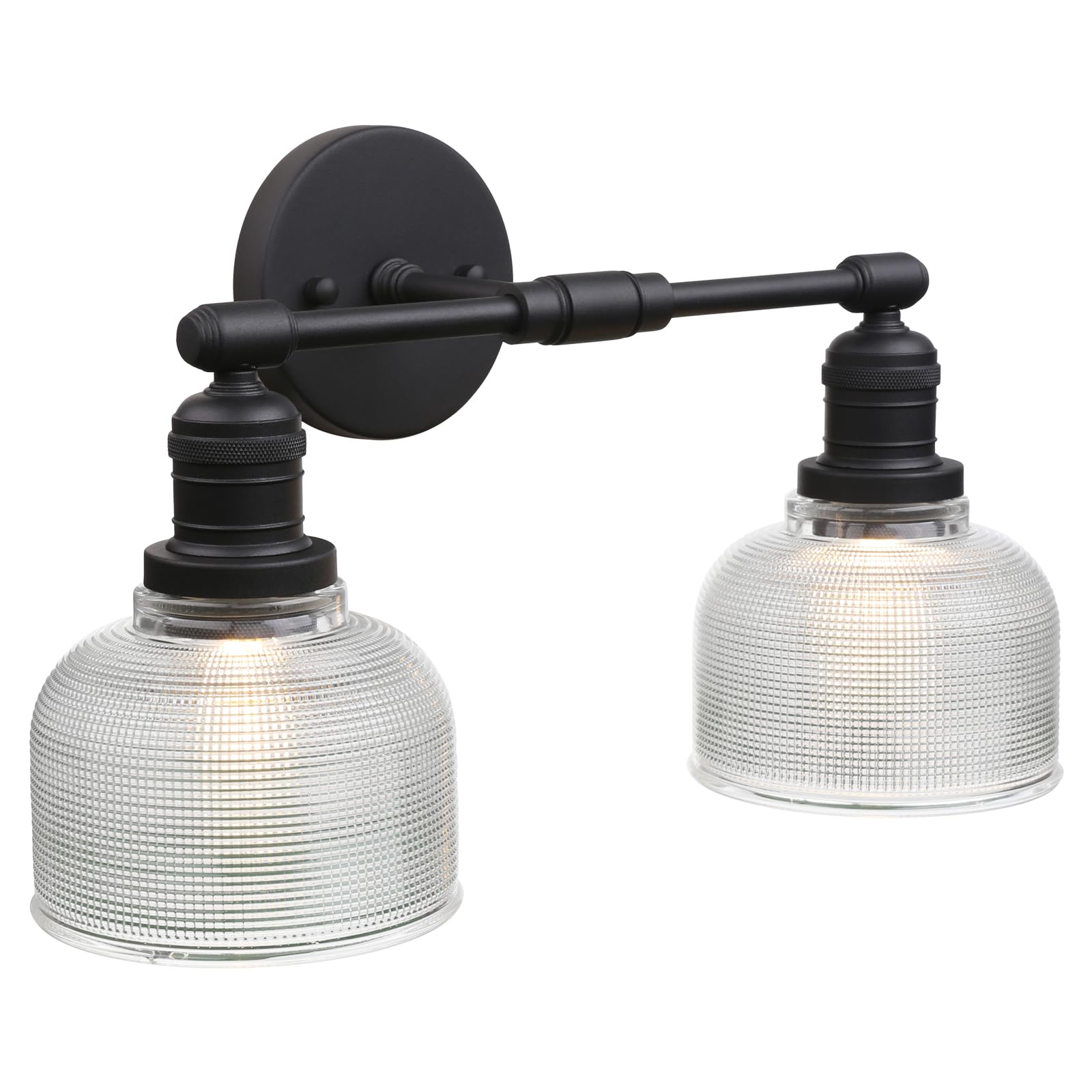 Yosoan 2-Light Vintage Boho Wall Sconce with Striped Shade, Hardwired Vanity Modern Industrial Indoor Wall Mounted Lamp Farmhouse Bowl Texture Ribbed