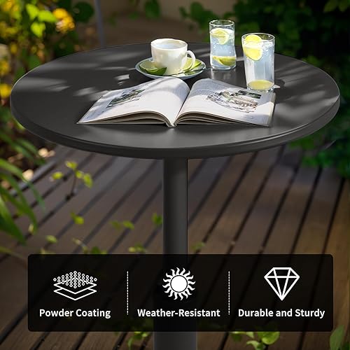 Miniatura 5 de Mesa de bar retro industrial de 41.3 pulgadas de alto, moderna mesa pequeña de bistró para 2-3 personas, mesa de metal para patio al aire libre,