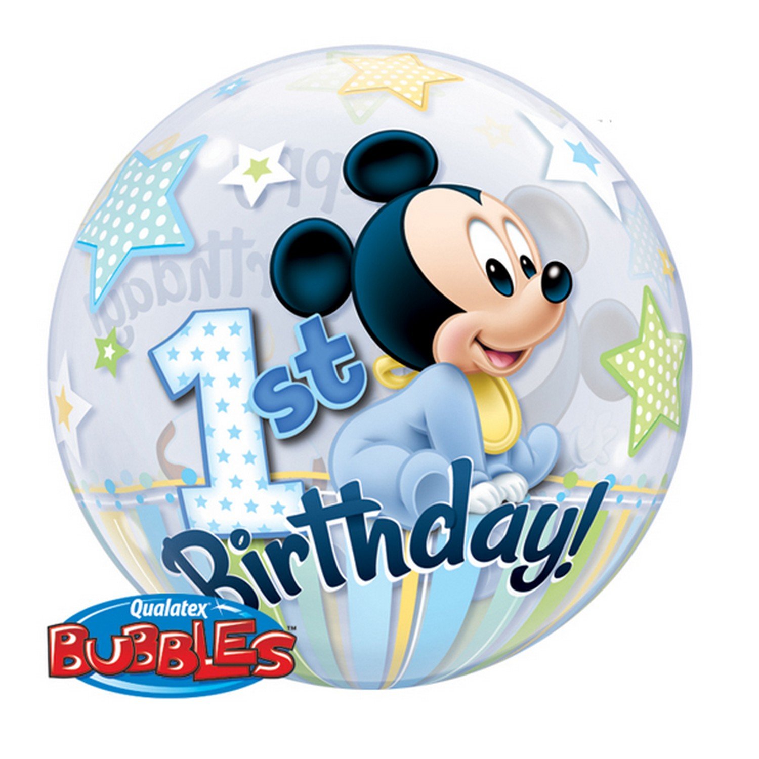 Qualatex 22 Inch Mickey Mouse 1st Birthday Single Bubble Balloon (One Size) (Blue)
