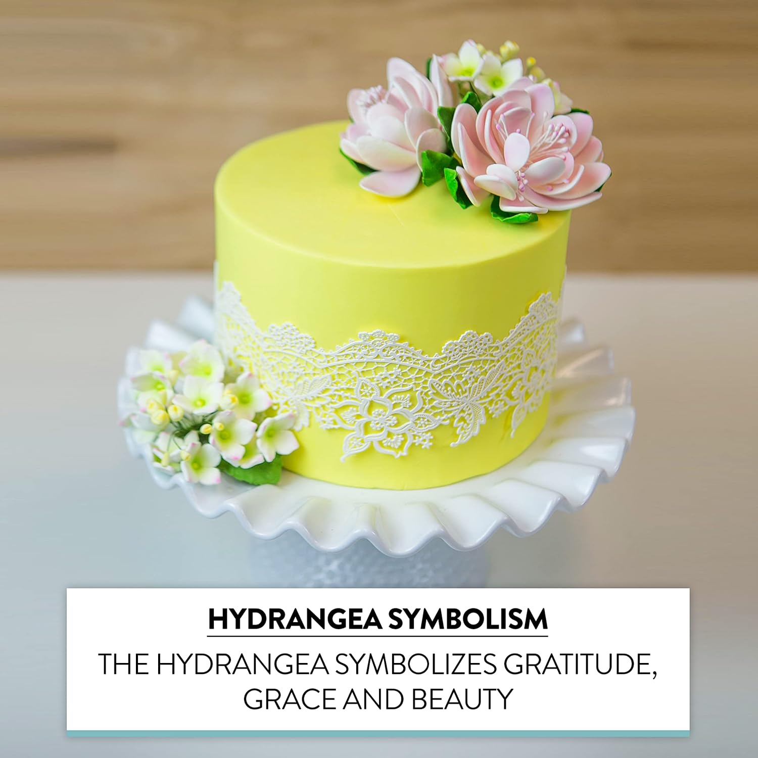 Global Sugar Art Hydrangea Blossoms Sugar Cake Flowers Spray White/Pink, 4 Count by Chef Alan Tetreault