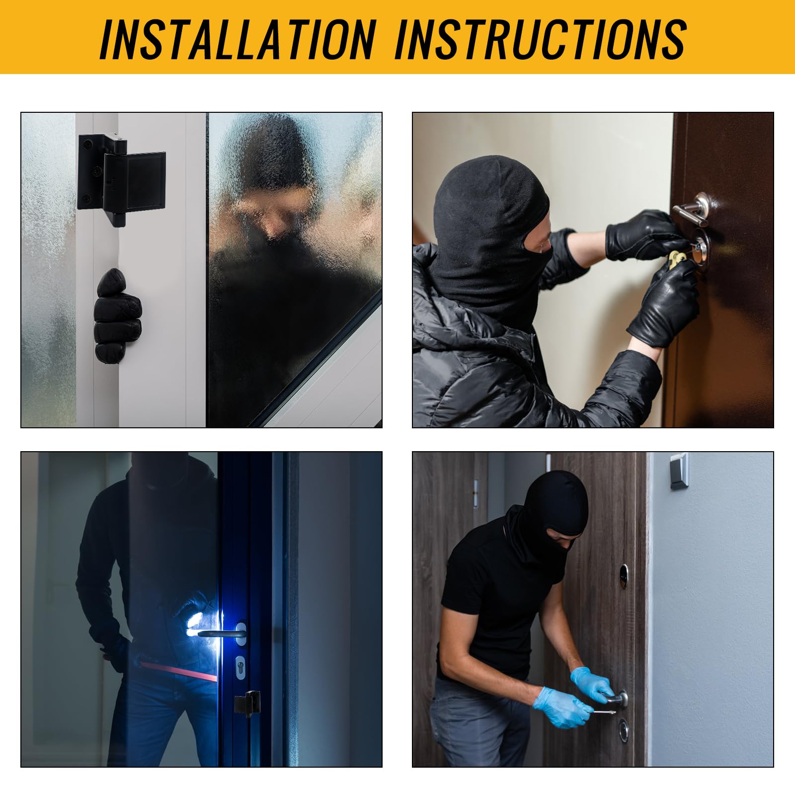 Cerradura de seguridad para puerta, aleación de zinc, refuerzo de cerradura de puerta, pestillo de puerta de privacidad para puertas oscilantes, resistencia extra alta, hogar, paquete de 4 unidades,