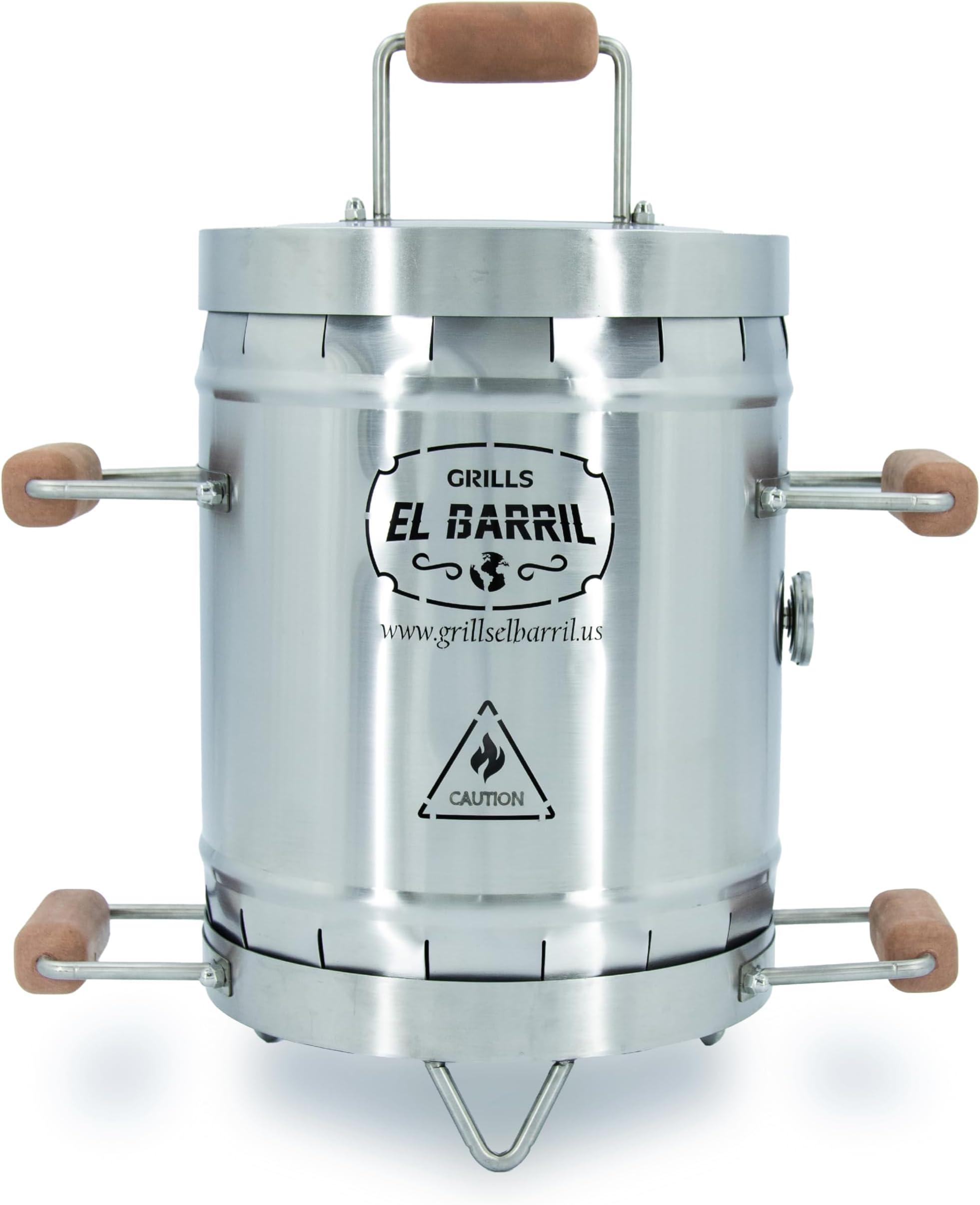 EL BARRIL 13lbs Smoker Grill Combo, Stainless Steel Barrel Charcoal Smoker, Portable Outdoor Grill with Grilling Accessories