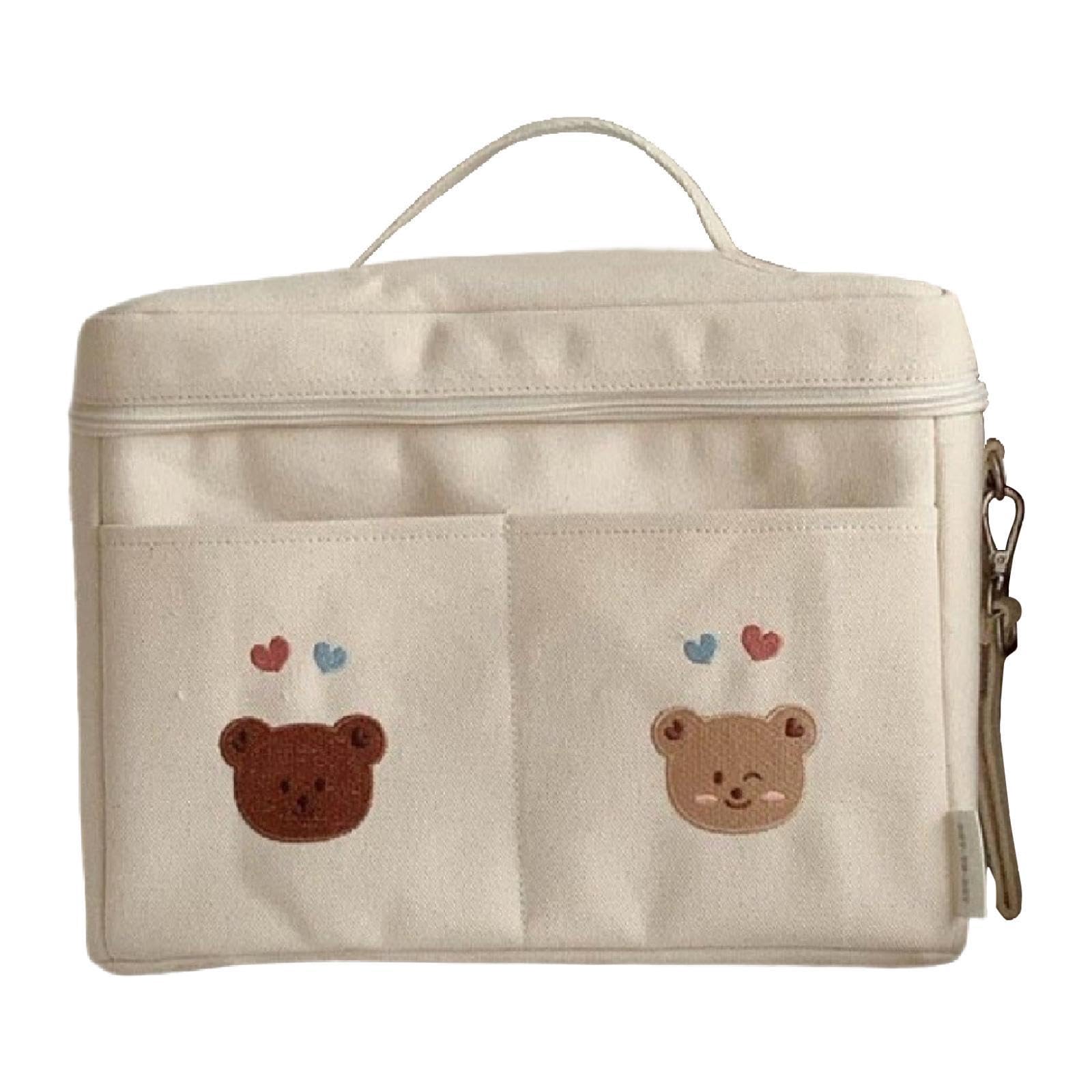 CALANDIS™ Baby Diaper Bag Stylish Storage Bag Baby Stroller Bag for Bottle Diaper Toys Two Bear White | Organizers & Nets | Stroller Accessories | Strollers & Accessories-image-49