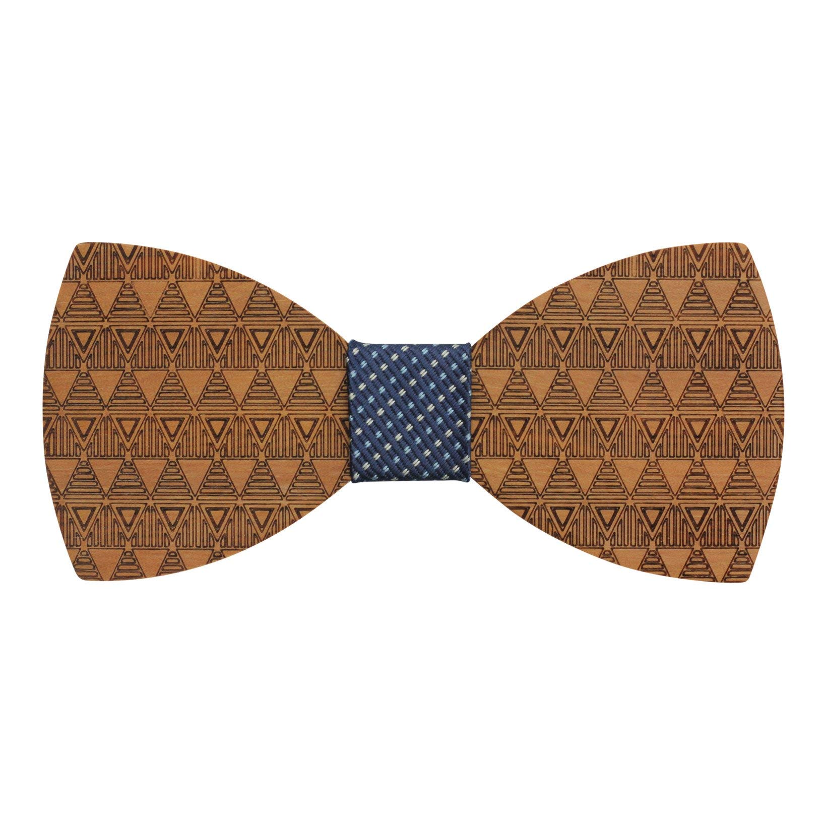 Red Sandalwood Bow Tie with Aztec Pattern and Spot Fabric