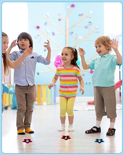 Miniatura 7 de PETCEE Calcomanías de línea para aula, 36 unidades de puntos de línea de estrellas para piso de aula, calcomanías de números para preescolar y