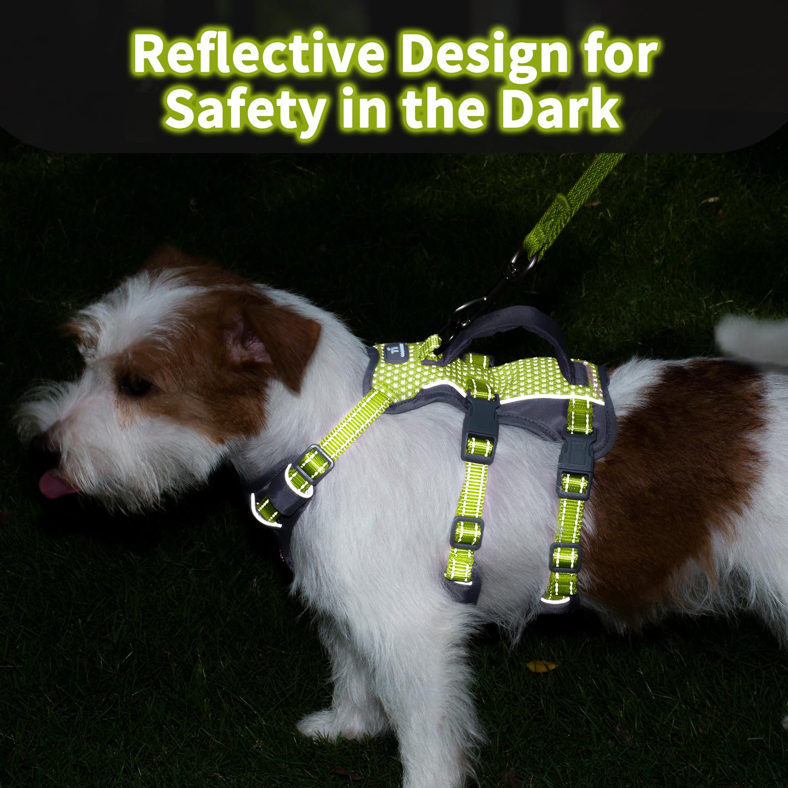 Huntboo Escape Proof Dog Harness Medium, Anti-Pull Dog Harness with Handle, Breathable, Adjustable, Reflective Dog Harnesses - Image 3