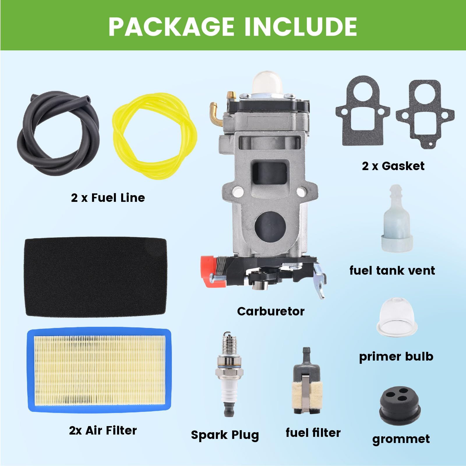 A021004920 PB-8010H Carburador con kit de filtro para sopladores de hojas Echo PB-8010T PB-9010 WYAB-1 para Shindaiwa EB810 EB810RT EB910