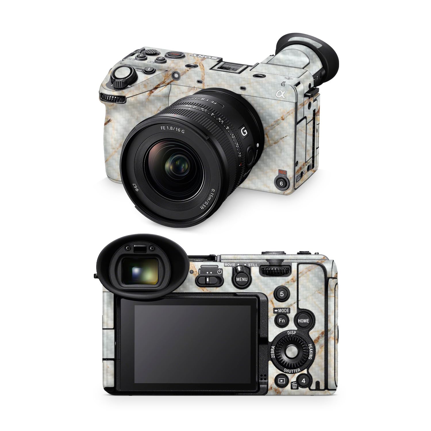 Carbon Fiber Camera Skin Compatible with Sony FX2 Digital Camera (2025) - Antique Marble - Premium 3M Vinyl Protective Wrap Decal Cover - Easy to Apply | Crafted in the USA by MightySkins