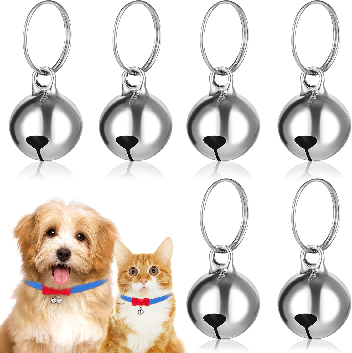 PROUSKY 6 Pieces Pet Bells, Loud Dog Bell For Dog Collars Cat Collars