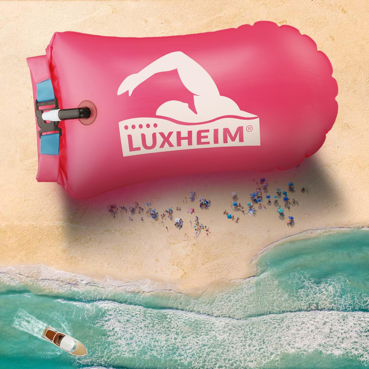 2 Pack Schwimmen Boje Schleppschwimmer für Open Water Schwimmen gut sichtbar Schwimmer Dry Bag wasserdicht aufblasbare PVC Schleppschwimmer für Triathlons