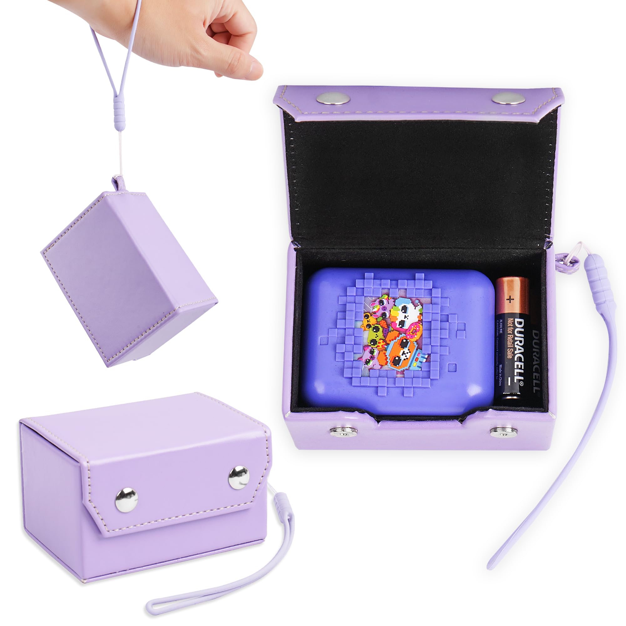 lizimandu Leather Cover Case for Bitzee Interactive Toy Digital Pet, Digital Pet Case Accessories for Bitzee with Lanyard(1-Purple)