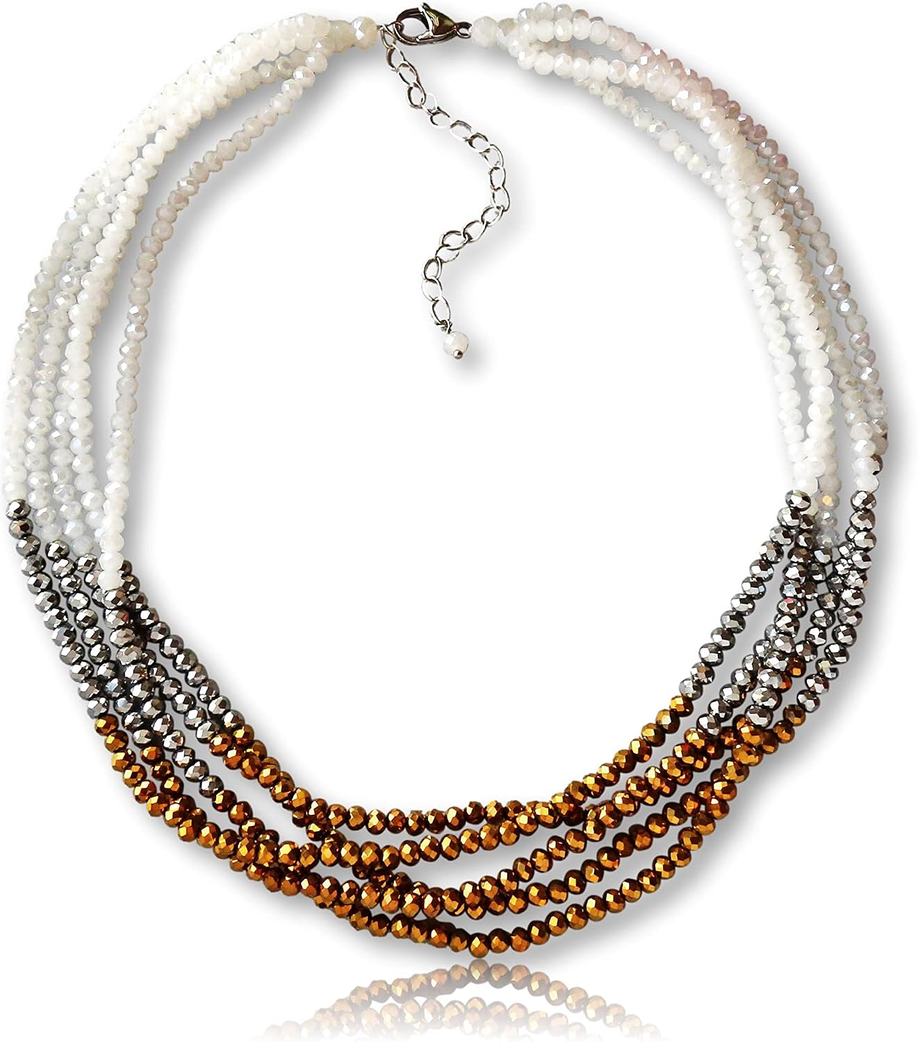MGR MY GEMS ROCK! Multi-Strand Layered Bib Collar Statement Beaded Crystal Necklace.