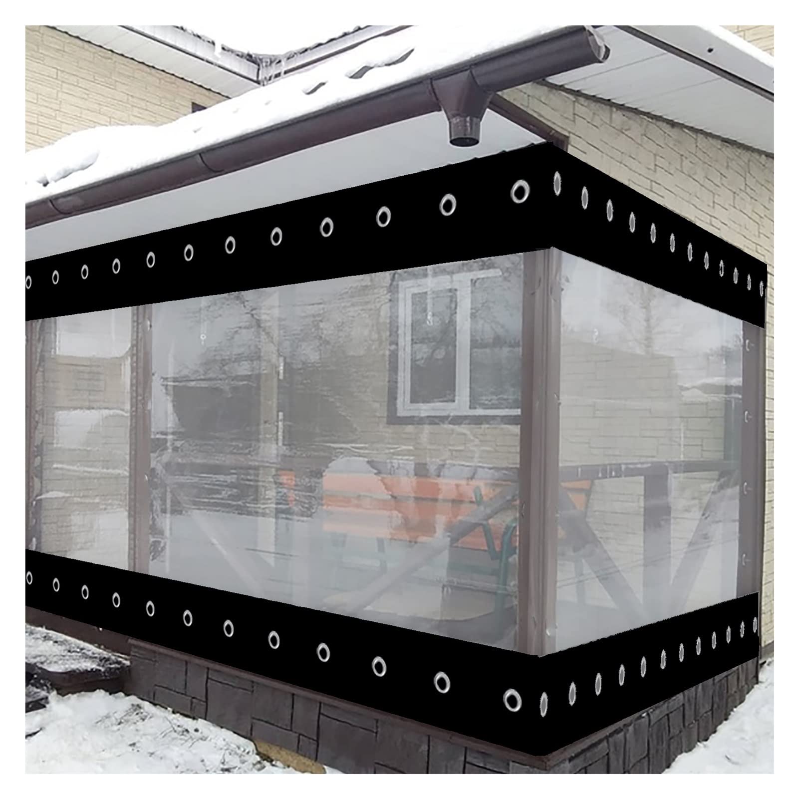 KFDDO Custom Size Clear Tarps, for Patios, Porch, Screen Rooms, Gazebos, UV & Weather Resistant (3.5x3m/11.48x9.84ft)