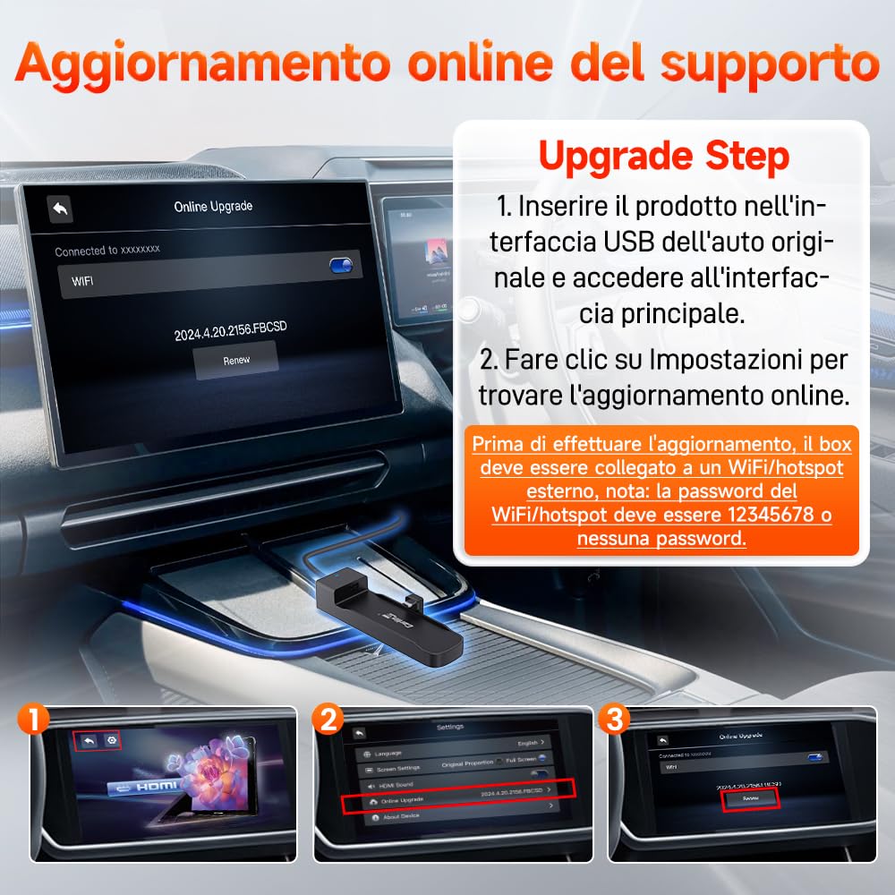 Carlinkit 2026 Adattatore HDMI FireDrive Link Auto - Convertitore per Fire TV Stick & Gaming, Trasmissione Video HD 1080p, Plug & Play, Compatibile con CarPlay Cablato e Dispositivi Fire TV Stick