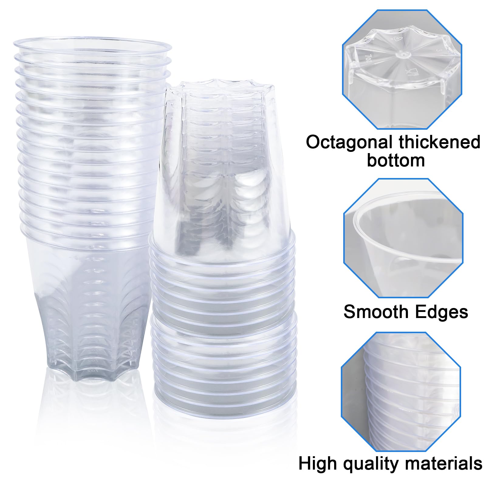 Bicchieri Plastica Rigida Lavabili 40 Pezzi Bicchieri in Plastica Trasparente 200 ml Resistenti e Riutilizzabili per Compleanni Matrimoni Barbecue Feste