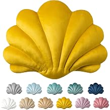 Ashler 3D Throw Pillows Shell Shaped Accent Throw Pillow, Soft Velvet Insert Included Cushion for Couch Bed Living Room, Pack of 1, Off White, 14 X 11 inches