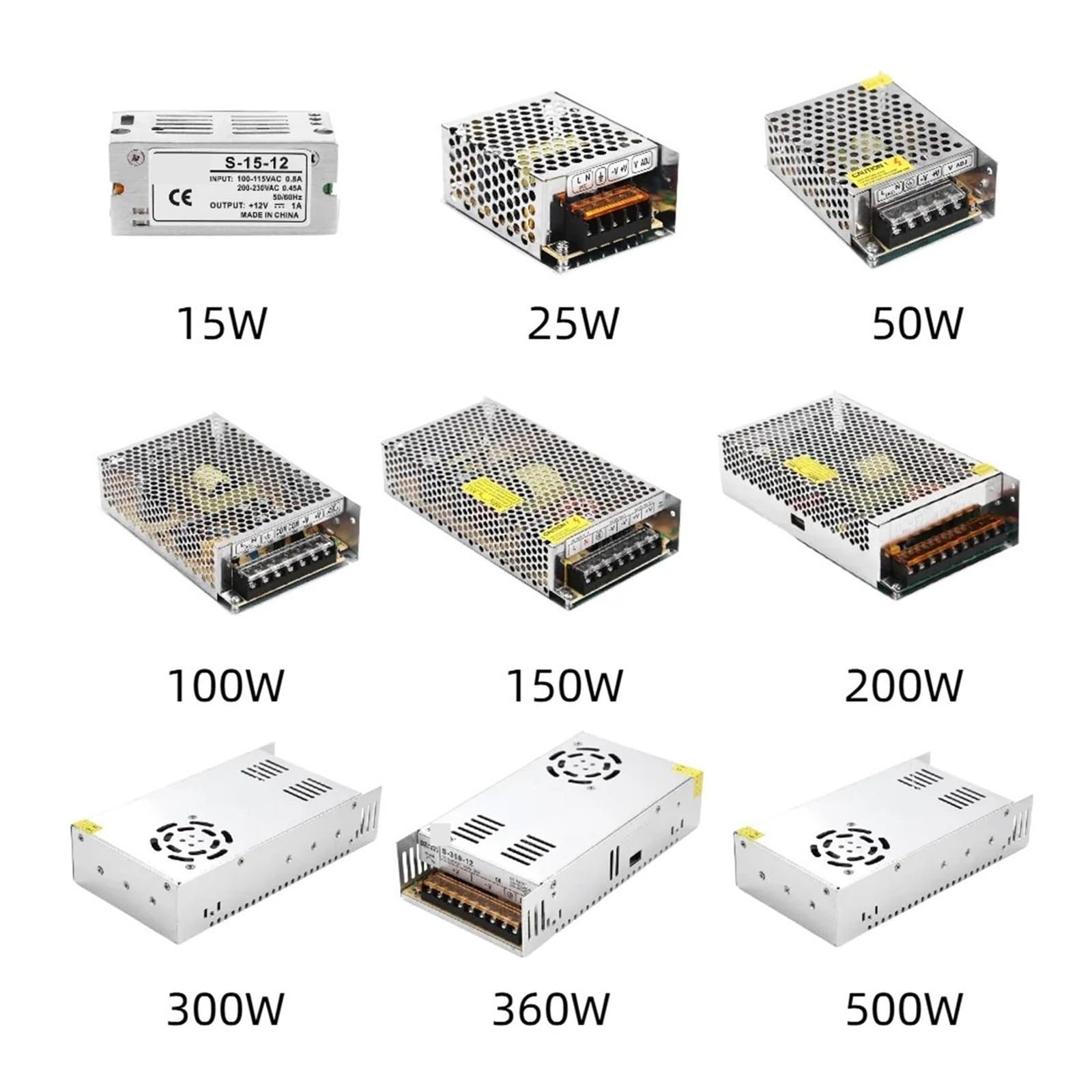 Alimentatore commutato DC 5V 12V 24V 36V 48V 15W-500W Trasformatore di luce AC 110V/220V SMPS 2A 5A 10A 15A 20A per strisce LED CCTV (24V1A 25W)