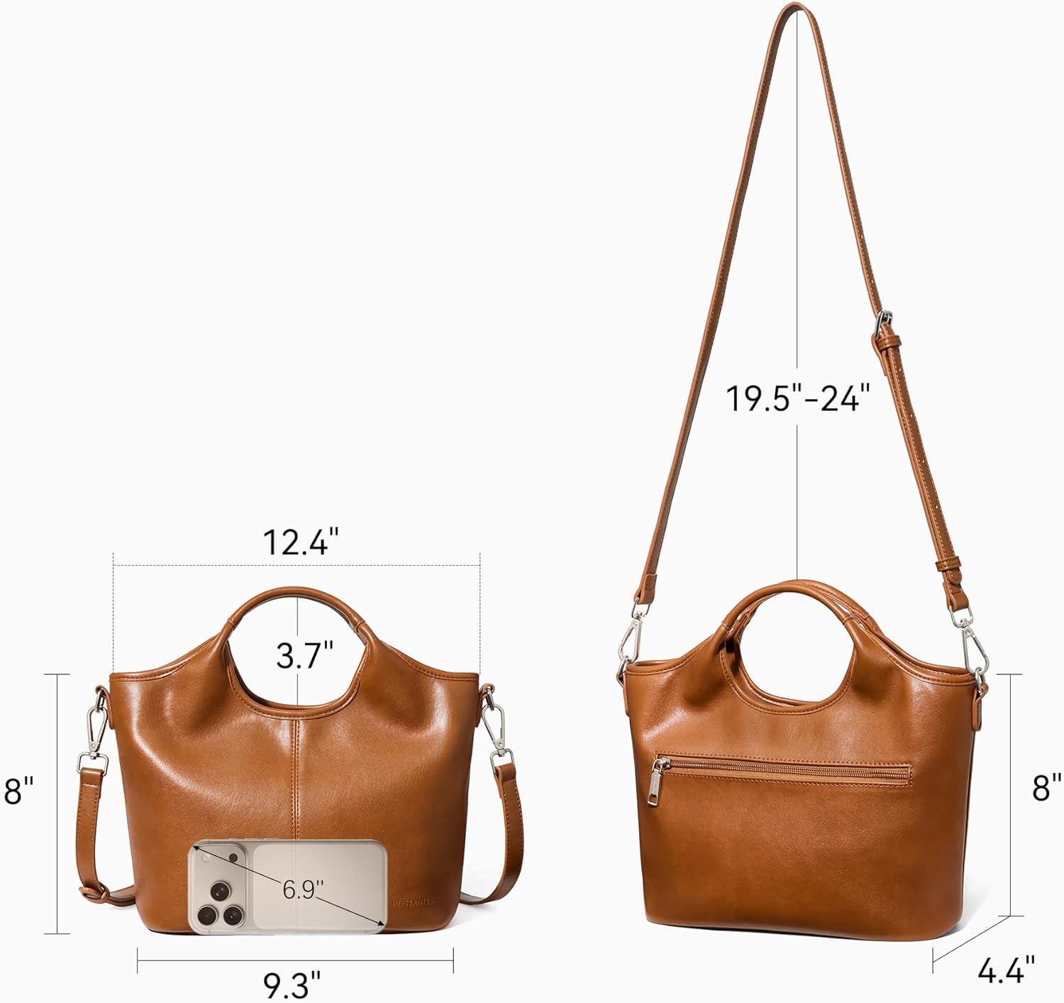 BOSTANTEN Vegan Leather Purses for Women Soft Top Handle Satchel Crossbody Zipper Handbag with Detachable Shoulder Strap - Image 4