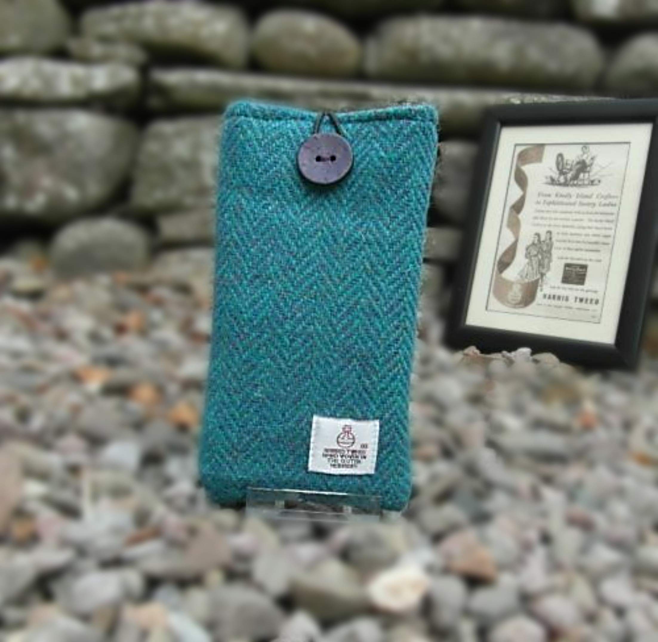 Authentic Harris Tweed Case Cover Sleeve Sock For iPhone 11-11 Pro & 11 Pro Max (Jade, 11)