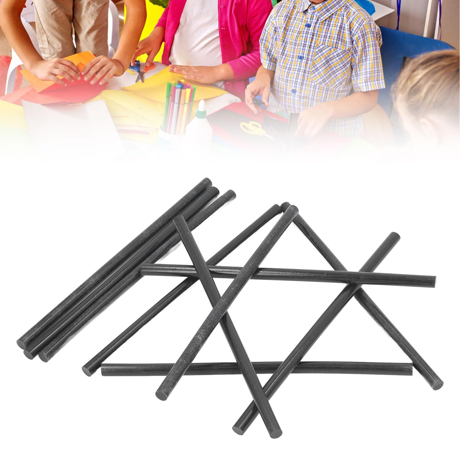 Barras de pegamento caliente negras, 38 piezas de 0,43 x 10,63 pulgadas, resina EVA, fuerte adherencia, barras de pegamento termofusible sin olor, tiras para coche, bricolaje,