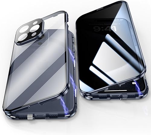 Miniatura 1 de Jonwelsy Funda antiespía para iPhone 15 Pro Max (6.7 pulgadas), cubierta de vidrio templado de privacidad frontal y trasera de 360 grados, pantalla