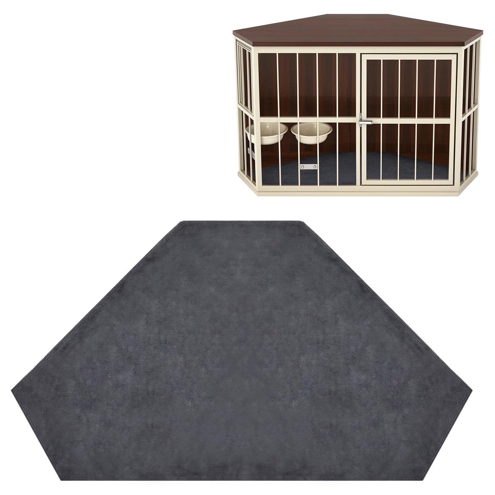 Fanfanwin Tapis de cage pour chien lavable de 132 x 70 cm - Tapis de niche pour chien de grande taille - Couverture en peluche pour animal domestique - Table d'appoint (tapis uniquement)