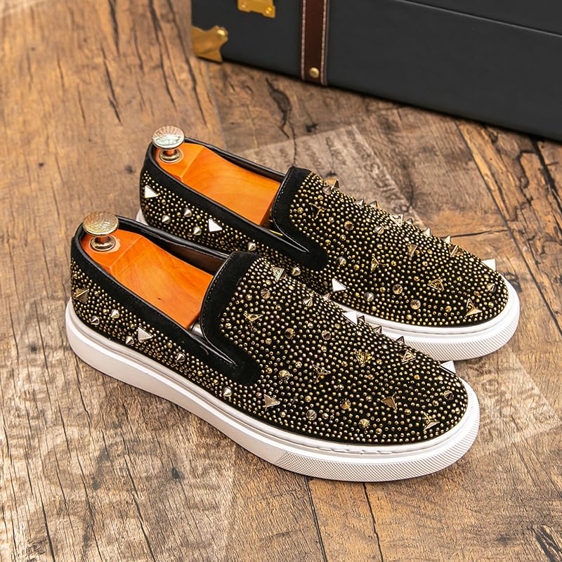 New Luxury Designer Men's Hip-hop Slip On Platform Embroidery Rivet Causal Shoes Flats Male Rock Punk Loafers Zapatos Hombre2