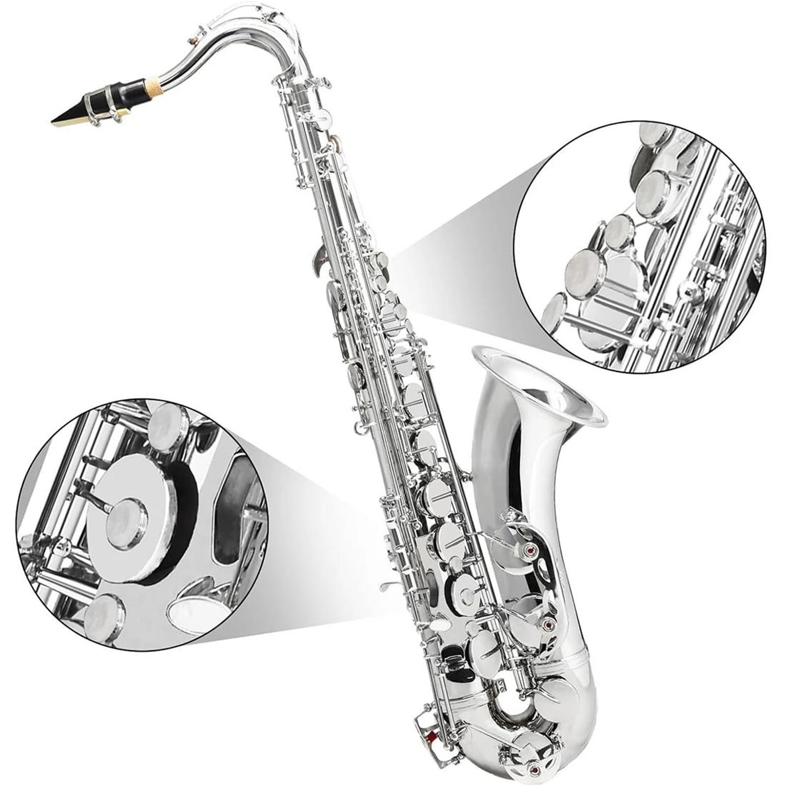 Saksofon Profesjonalny Zestaw saksofonu tenorowego Silver B instrument dęty drewniany z futerałem szczoteczką do czyszczenia ustnika i akcesoriami