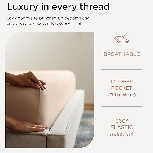 Miniatura 5 de Juego de sábanas Threadmill American Supima tamaño King  Juego de sábanas de lujo de 656 hilos de 4 piezas para colchón tamaño King  Sábanas de
