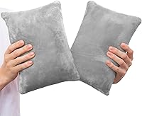1MIDDLEONE 2 Pack Memory Foam Mini Pillows 11x7 Inch - Travel Neck Knee Lumbar Support, Pet Cushion for Dogs Cats (Grey)