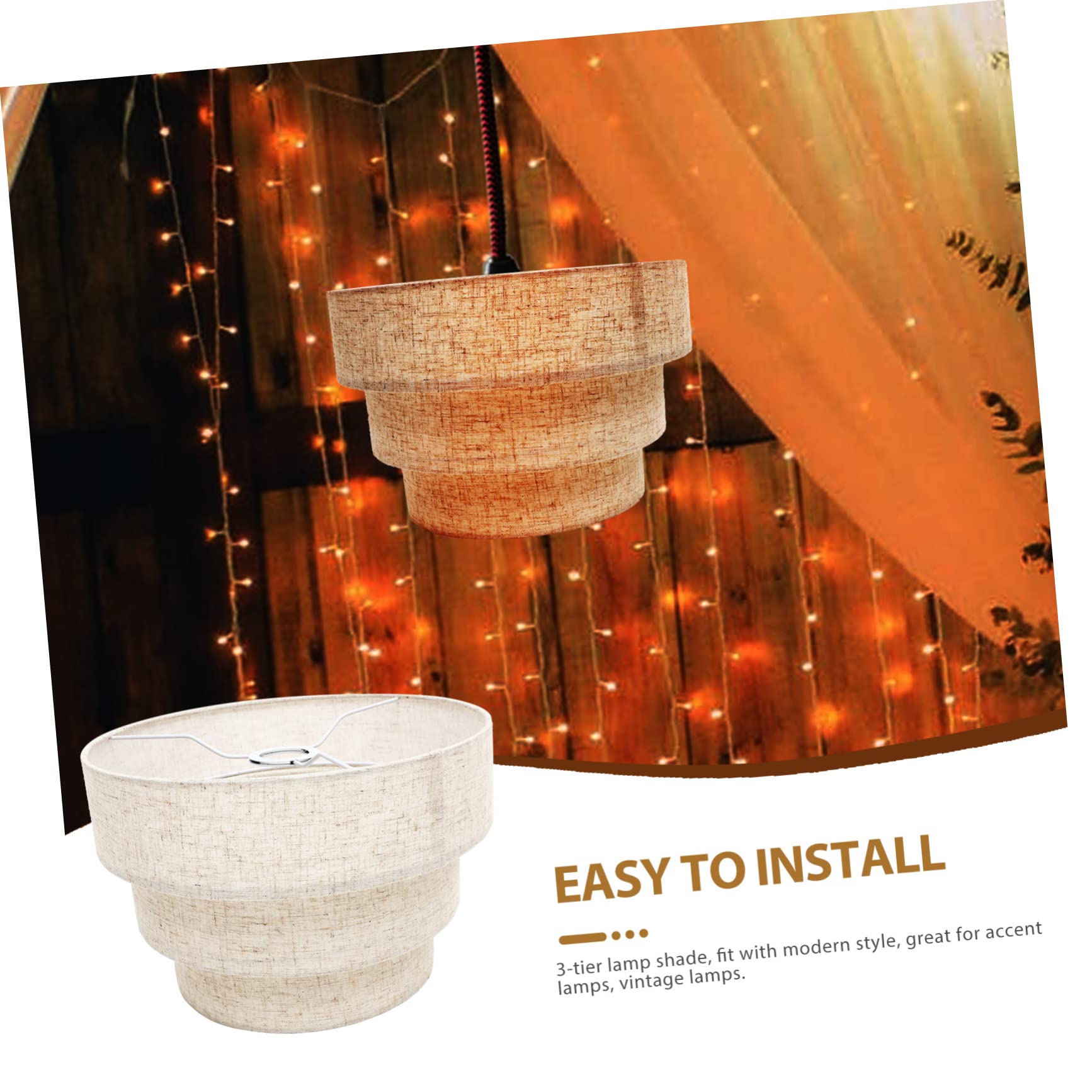 Angoily Abat-jour à Plusieurs Niveaux en Lin Amovible pour Lampadaire, Abat-jour Extra Large, Abat-jour à 3 Couches, Diffuseur Lumineux Intérieur, Remplacement Déco Vintage,