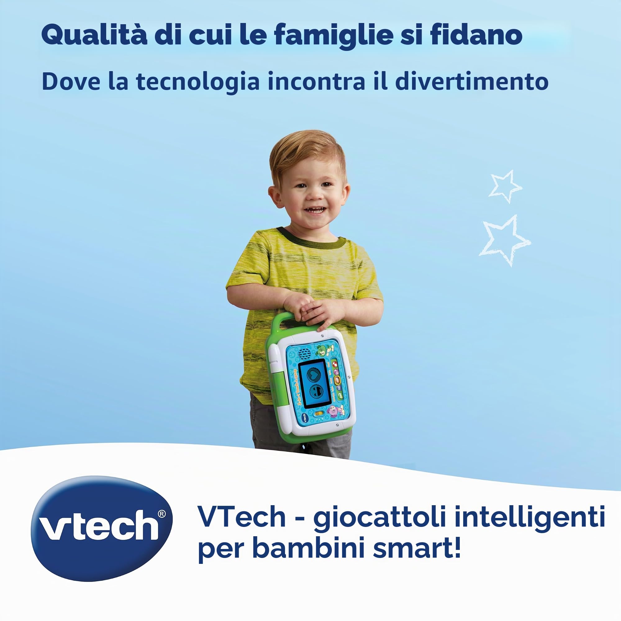 VTech Laptop touch 2 in 1 - computer educativo e tablet touch per imparare lettere e numeri, per bambini dai 3 ai 6 anni