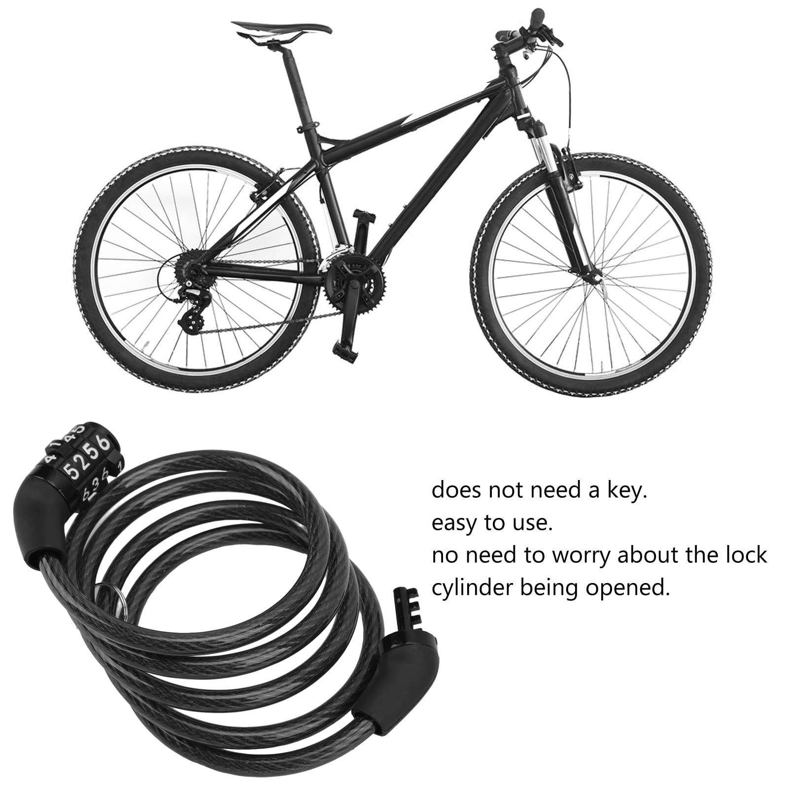 Bike Cable Lock, 4 Digit Combination Bike Lock for Scooter Prevent Theft
