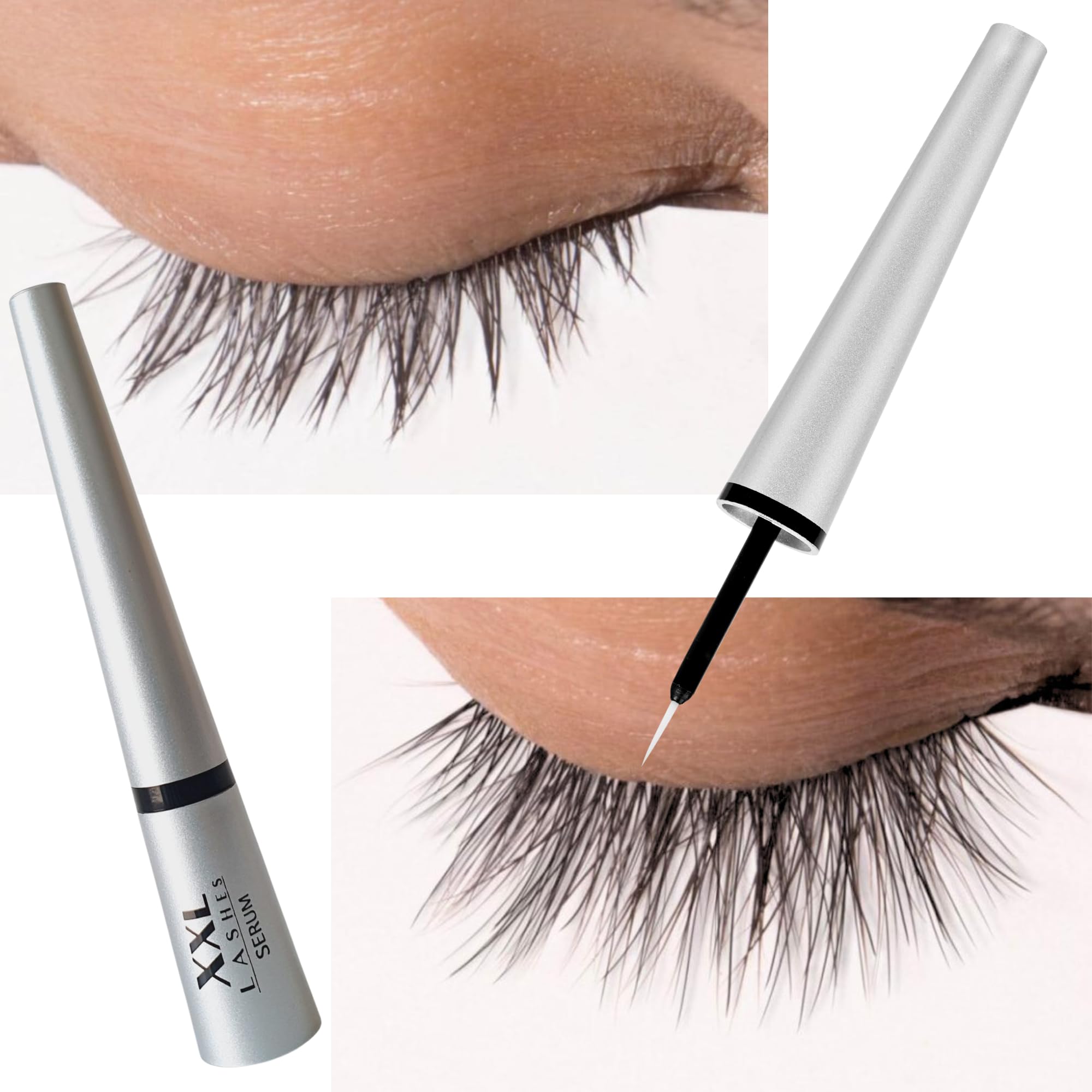 XXL Lashes Sérum pour cils, sérum rehausseur de sourcils pour une croissance rapide des cils et des sourcils, l'allongement, effet testé, cils plus longs, épais et forts en 4 semaines, végétalien