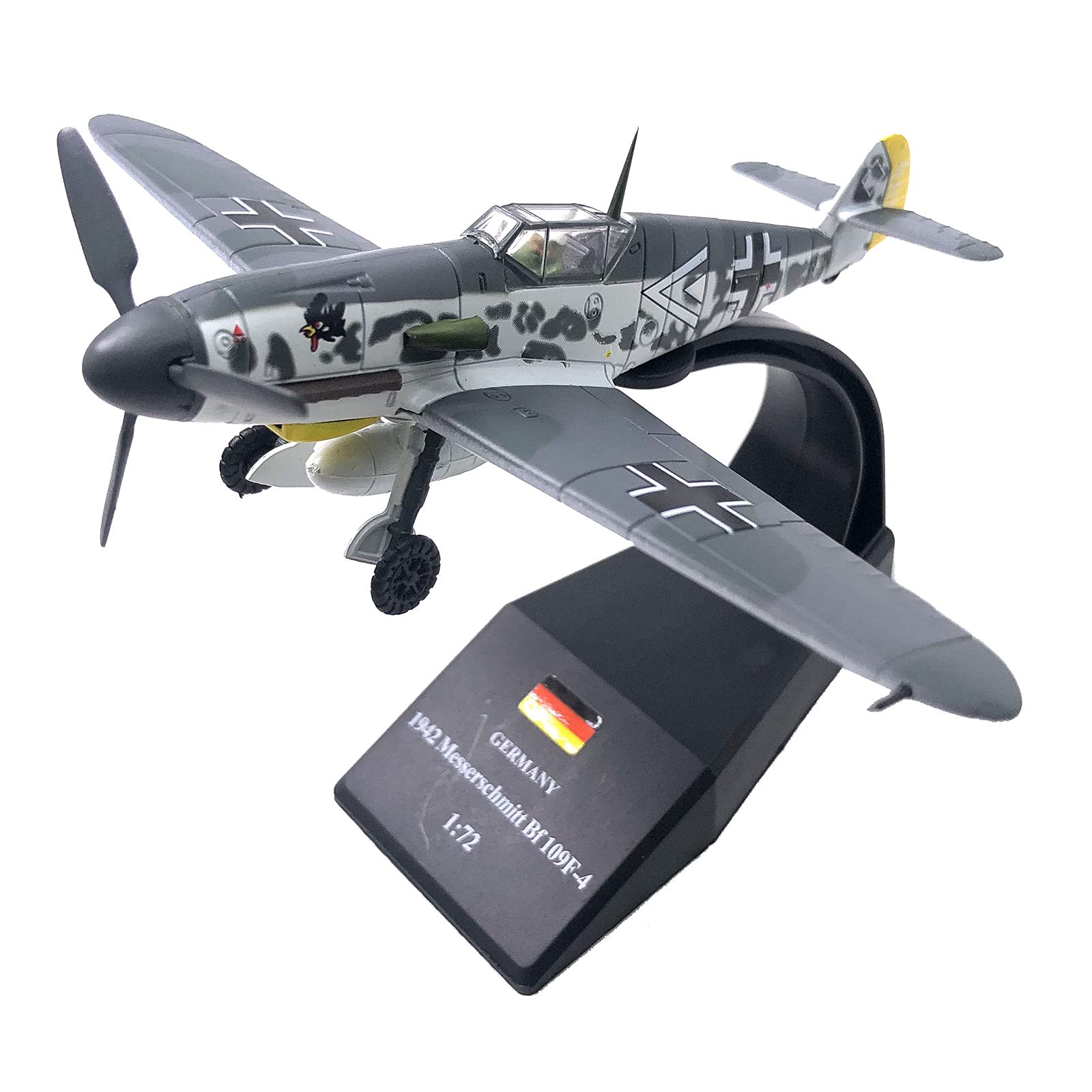 Perfeclan 1/72 Kampfflugzeugmodell BF109F-4, Flugzeugmodell Miniatur Legierungsflugzeugmodell, Wohnkultur-Kollektion, Flugzeugmodell mit Standfuß geeignet für Bücherregal, Wohnzimmer, Café, Geschenk
