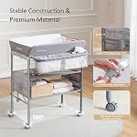 Maydolly Baby Changing Table, Portable Foldable Changing Table, Waterproof Diaper Changing Station, Adjustable Height Changing Station, Mobile Nursery for Newborn and Infant