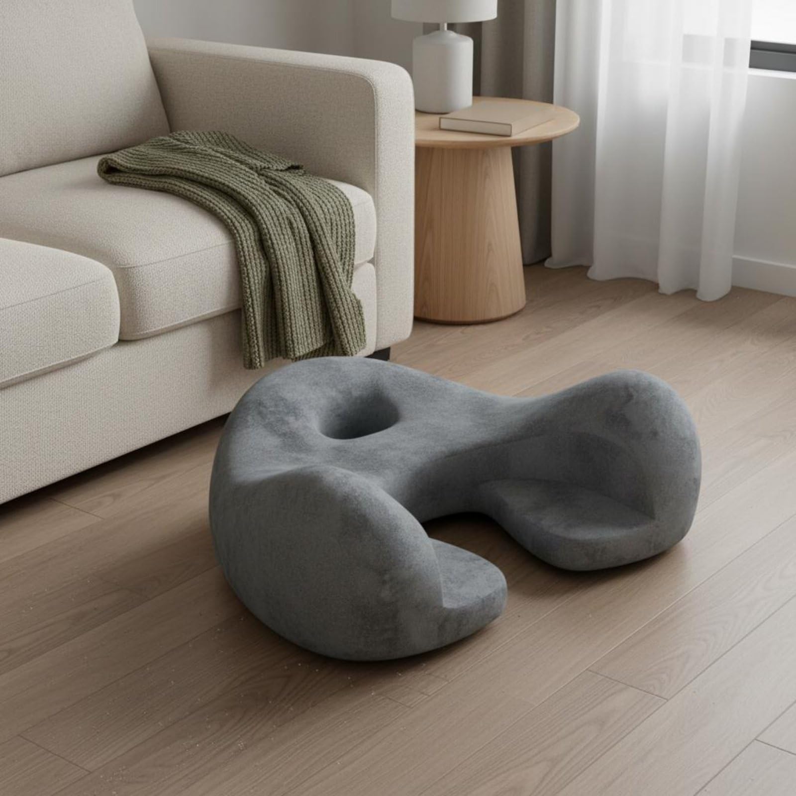 Cuscino da Meditazione Cuscino da Pavimento Seduta da Terra Guanciale Ergonomico con Forma Sagomata per Sedere a Gambe Incrociate O in Ginocchio con